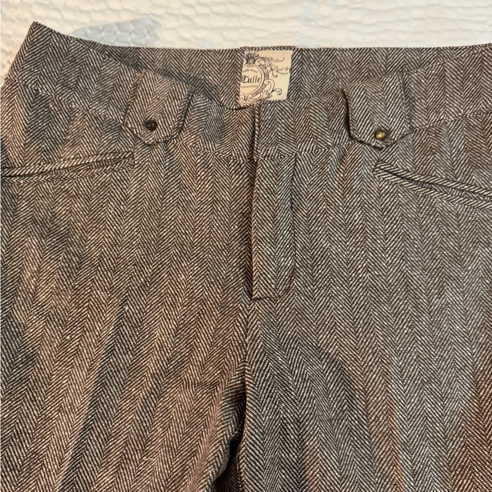 Tulle Brown Herringbone Pants - Picture 5 of 14